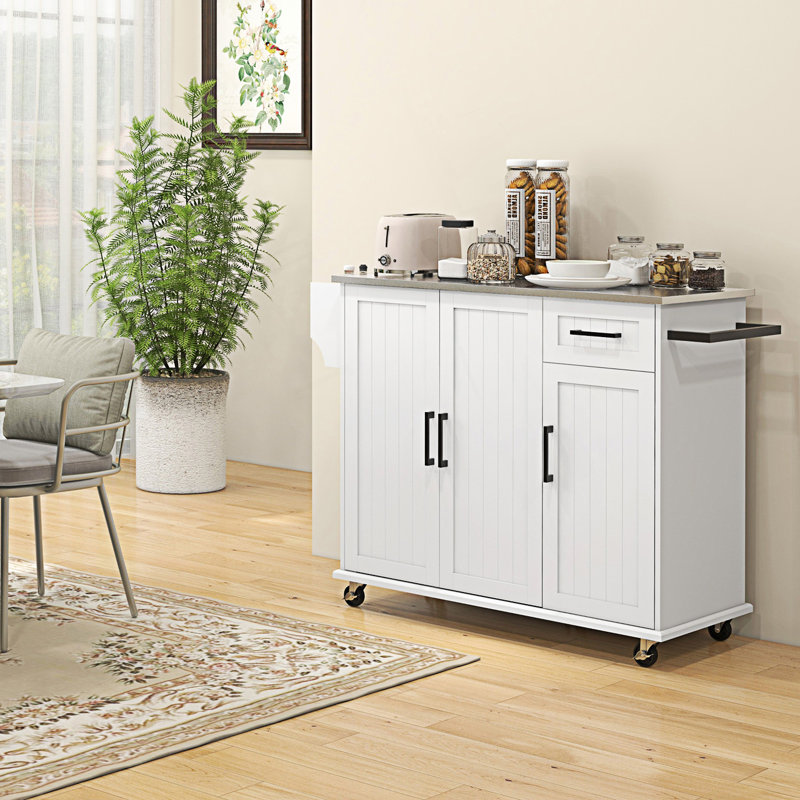 Armoire décorative, îlot de cuisine avec rangement, îlot de cuisine sur roulettes avec tiroir