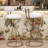 Round Bar Stools Set Of 2 With Floral Print Upholstered Seat And S-shaped Powder-coated Metal Frame-2004350671