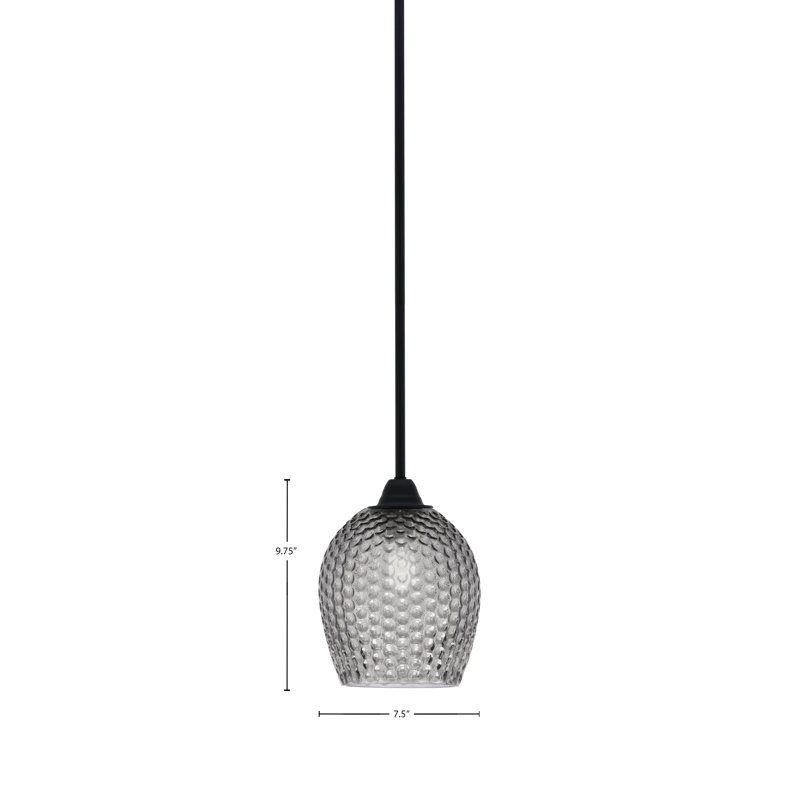 Mini-luminaire suspendu en verre 7,5 po Mukkesh, Noir, Noir mat