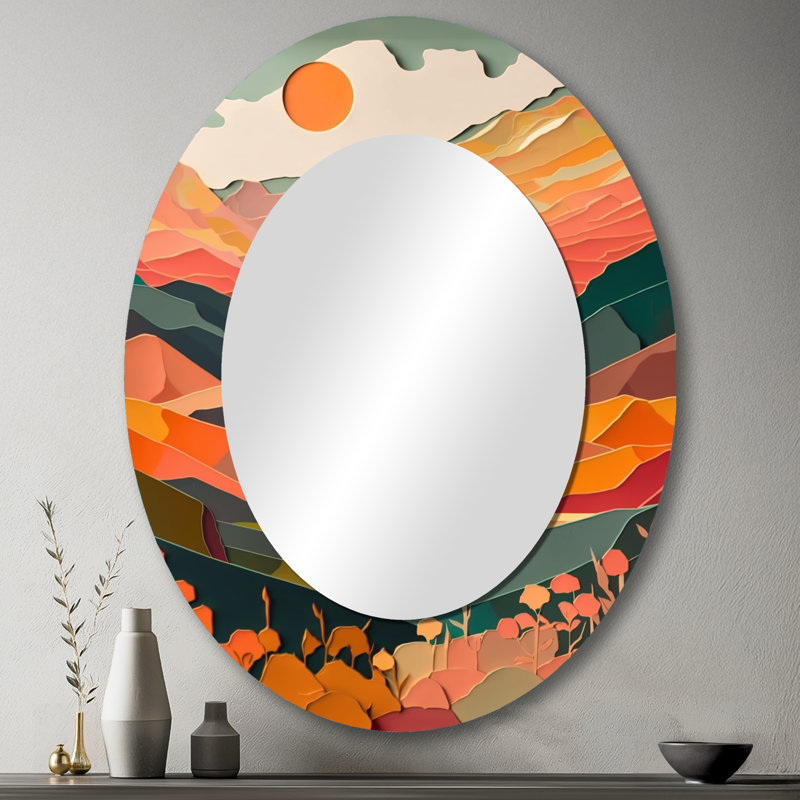 Sublime Sun Soaked Simplicity II - Large Oval Wall Mirror On Metal, 43" x 33"