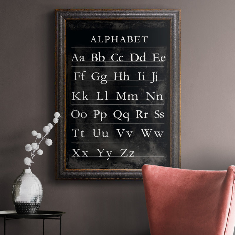 Tableau alphabétique avec cadre de qualité supérieure - prêt à être accroché, H 20 po x l 16 po x P 2,5 po