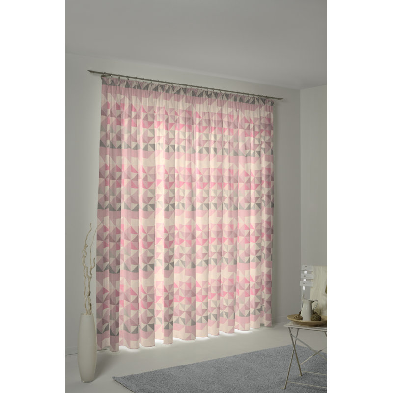Vanesa Bio Bel Opaque Single Curtain, Pink/Misty Rose/Beige, 145 W x 225 D cm