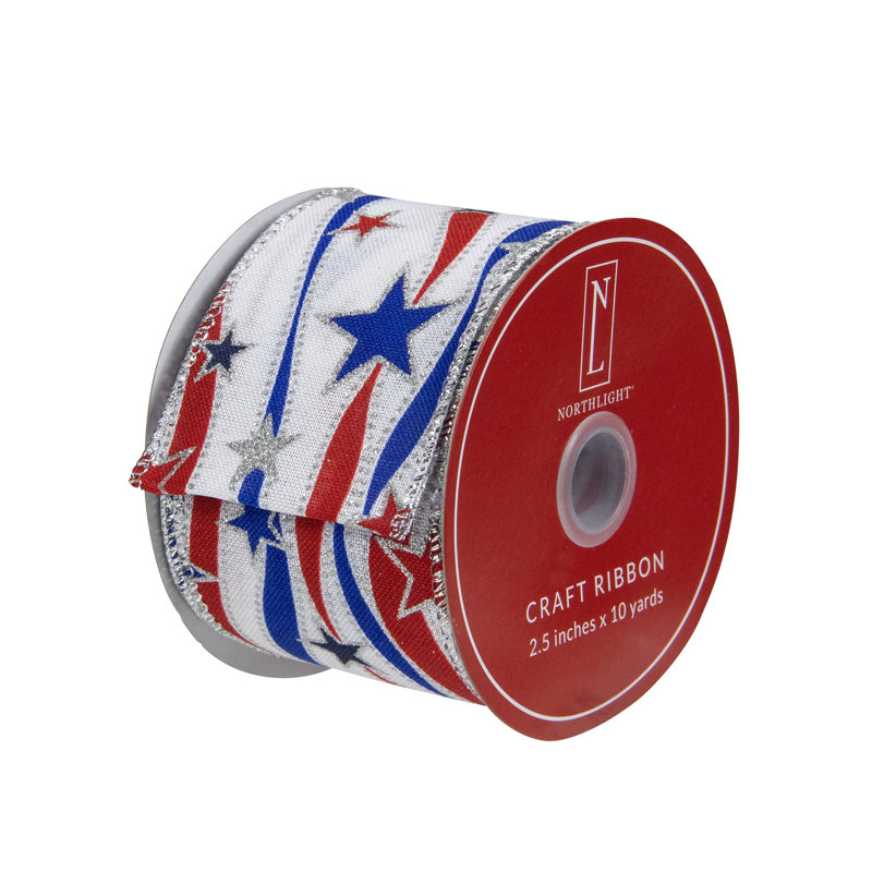 Ruban d'artisanat patriotique filaire rouge et blanc