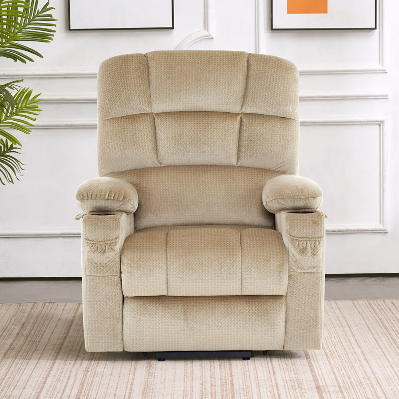 Fauteuil inclinable électrique Nihat Lay, 100 % polyester beige