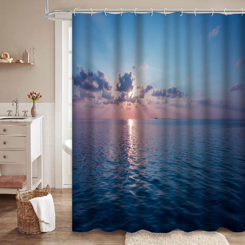Rideau de douche avec 12 crochets Sunset, L 72 po x l 72 po