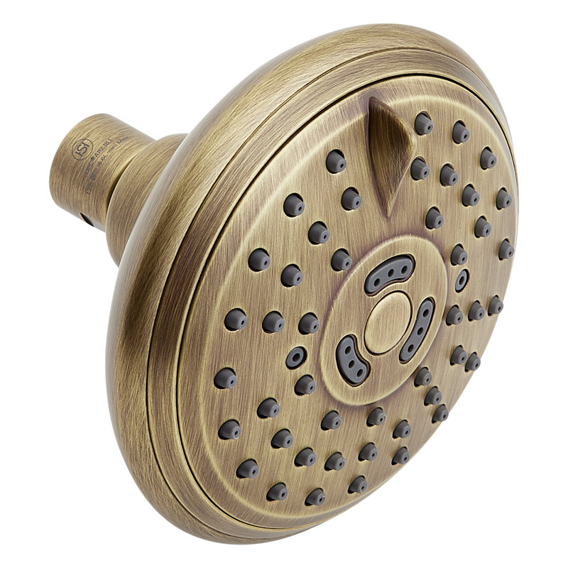 FundamentALL 4-1/2" Round Multifunction 1.75 GPM Shower Head, Aged Brass