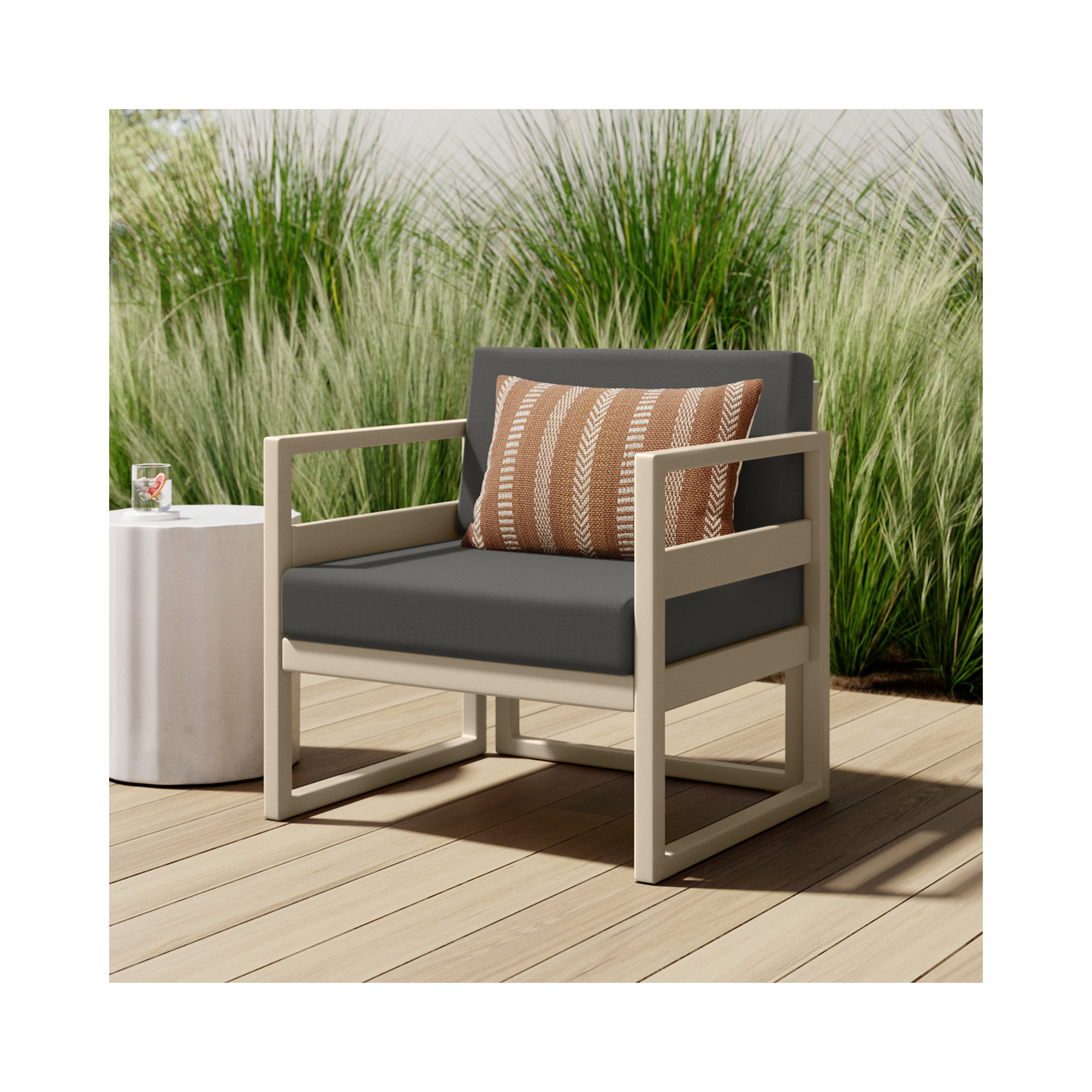 Lane Outdoor Lounge Chair, Taupe, Charcoal