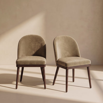 Wide Upholstered Solid Wood Dining Chairs