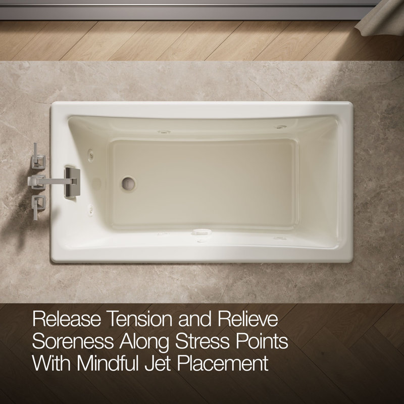 Tea-for-Two 60-In x 32-In Drop-in/Undermount Whirlpool Bath, Reversible Drain, Biscuit