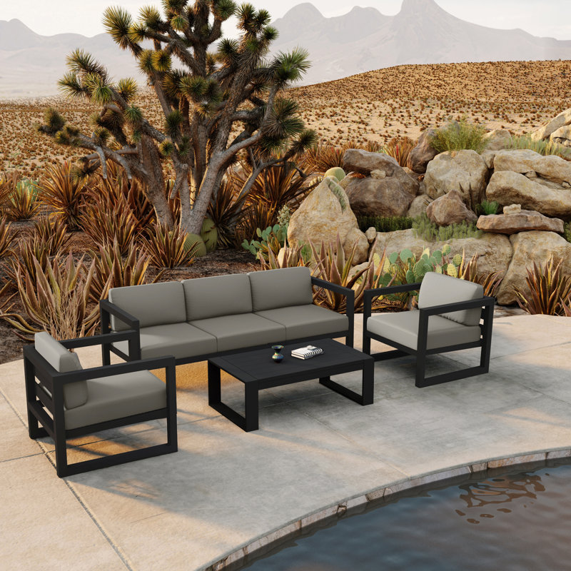 Avion 5 - Person Patio Conversation Set with Cushions, Canvas Charcoal Sunbrella® Canvas