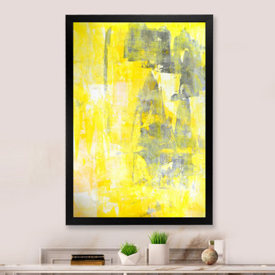 Gris et jaune fusionnant abstrait V - Peinture sur toile