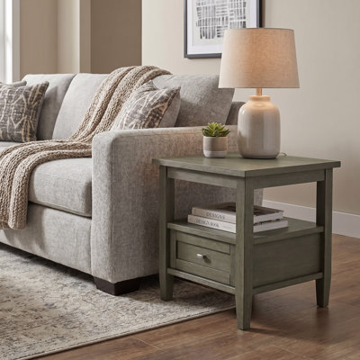 Warm Shaker Solid Wood Transitional End Table with Storage Drawer