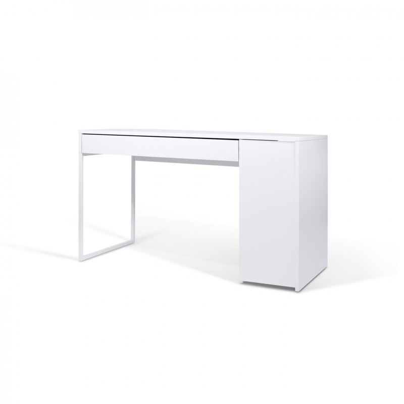 Bureau d'écriture Prado, Blanc pur / acier blanc