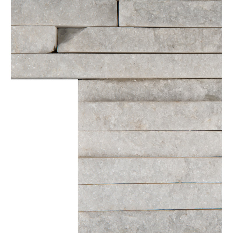 24" x 6" Natural Stone Corner Piece Tile Trim in White Quartzite