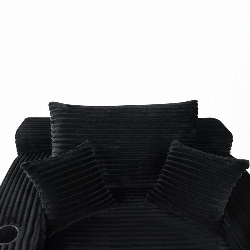 Chaise longue convertible sans os avec rembourrage à ressorts et sans assemblage, Velours côtelé noir