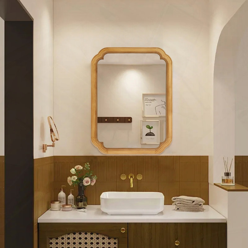 Armoire à miroir murale en bois avec tablettes de rangement
