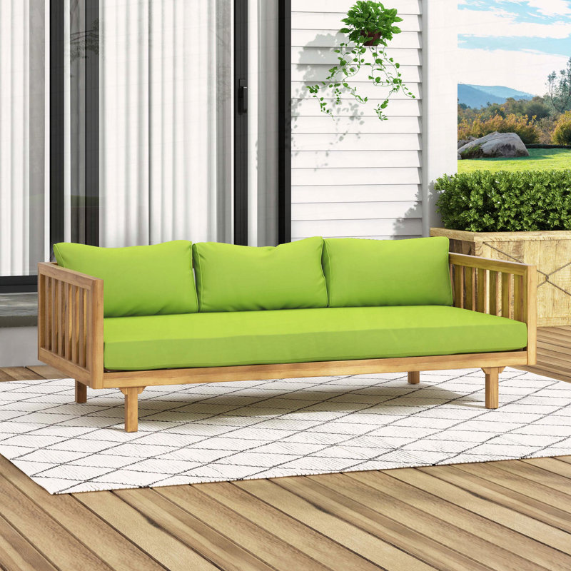 Acacia Wood Daybed with Classic Slat Paneling, Teal