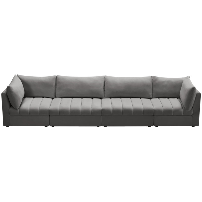 Ensoll Velvet Modular Sofa, Grey Velvet
