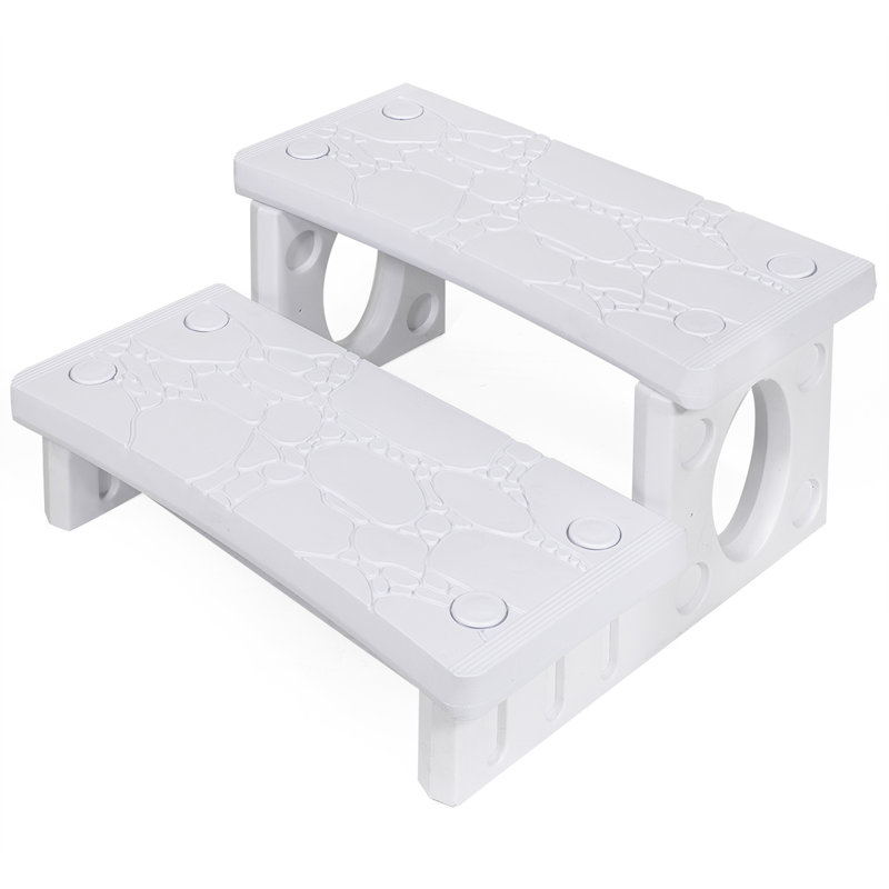 White Lightweight 2-Step Spa Hot Tub and Pool Steps