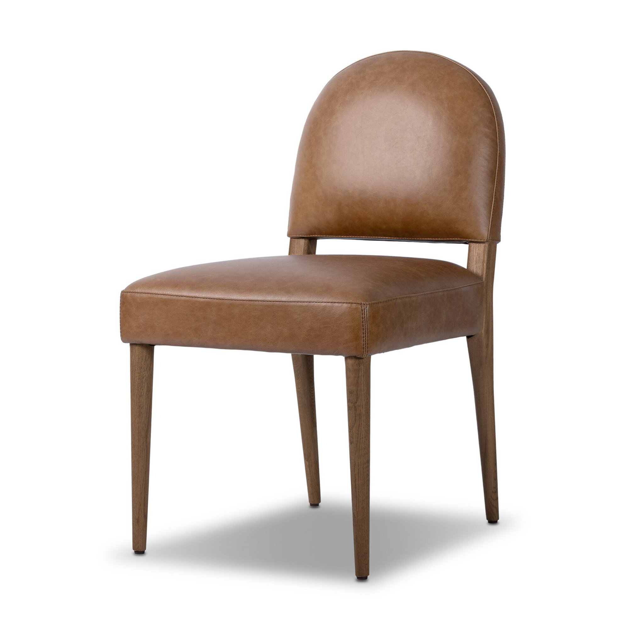 Berkely Upholstered Side Chair, Chaps Saddle, Aged Oak