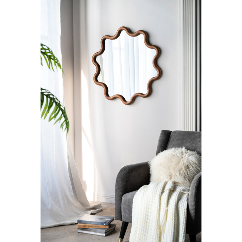 Miroir d'appoint 31,2 "X 30" avec design extraordinaire, salon surélevé, chambre à coucher, ambiance de vestibule, détail décoratif en bois de 31 ", ajoutant de la chaleur à