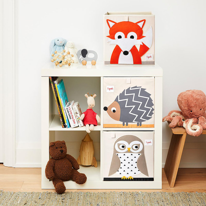 Orange Fox Foldable Fabric Storage Cube for Kids