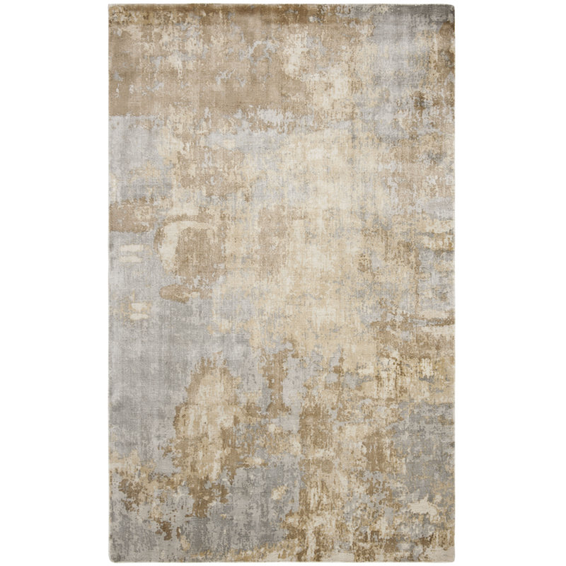 Tapis abstrait gris / brun tissé à la main Mcelroy, Rectangle 6 pi x 9 pi