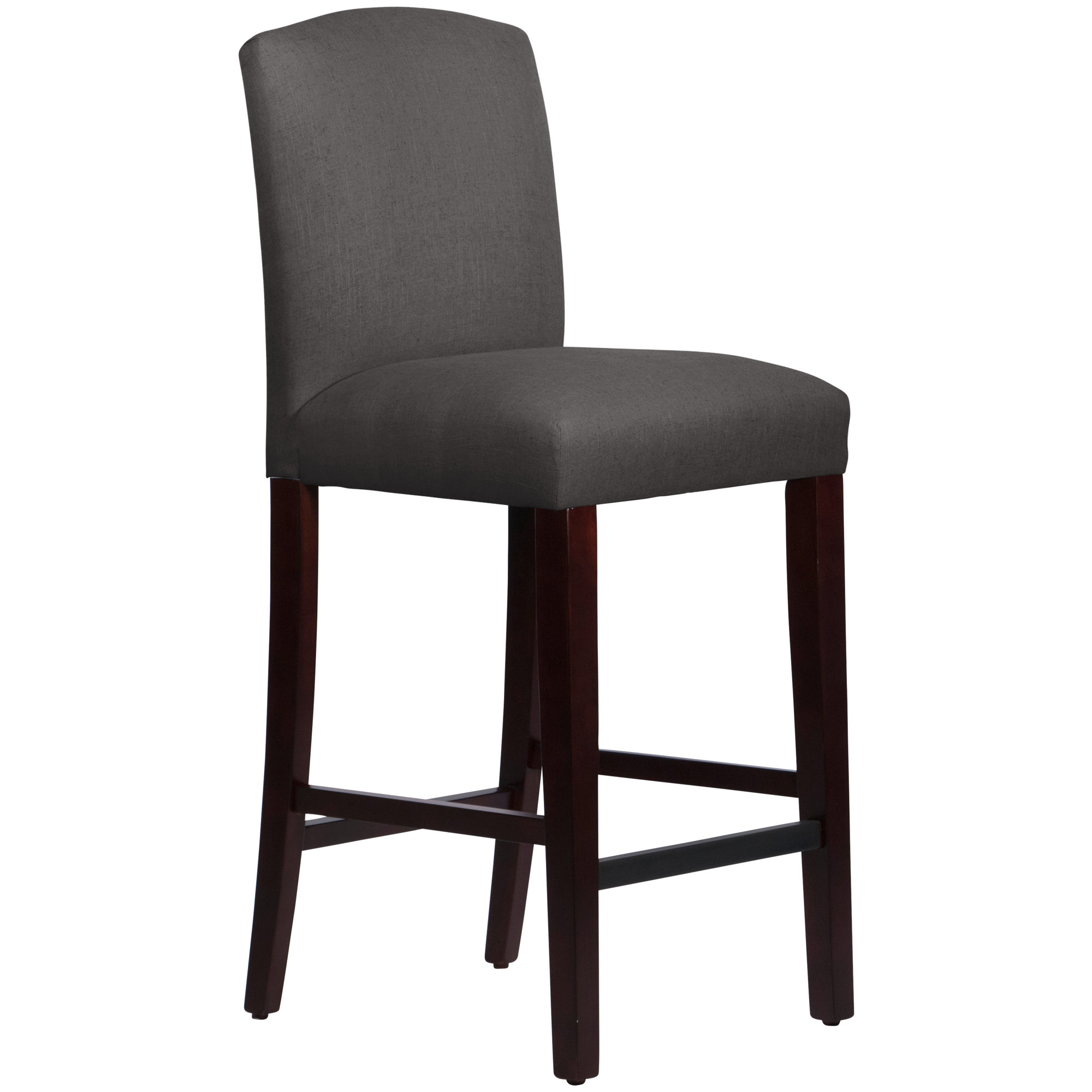 April Upholstered Stool, Bar Stool (31" Seat Height), Espresso, Classic Slate Linen