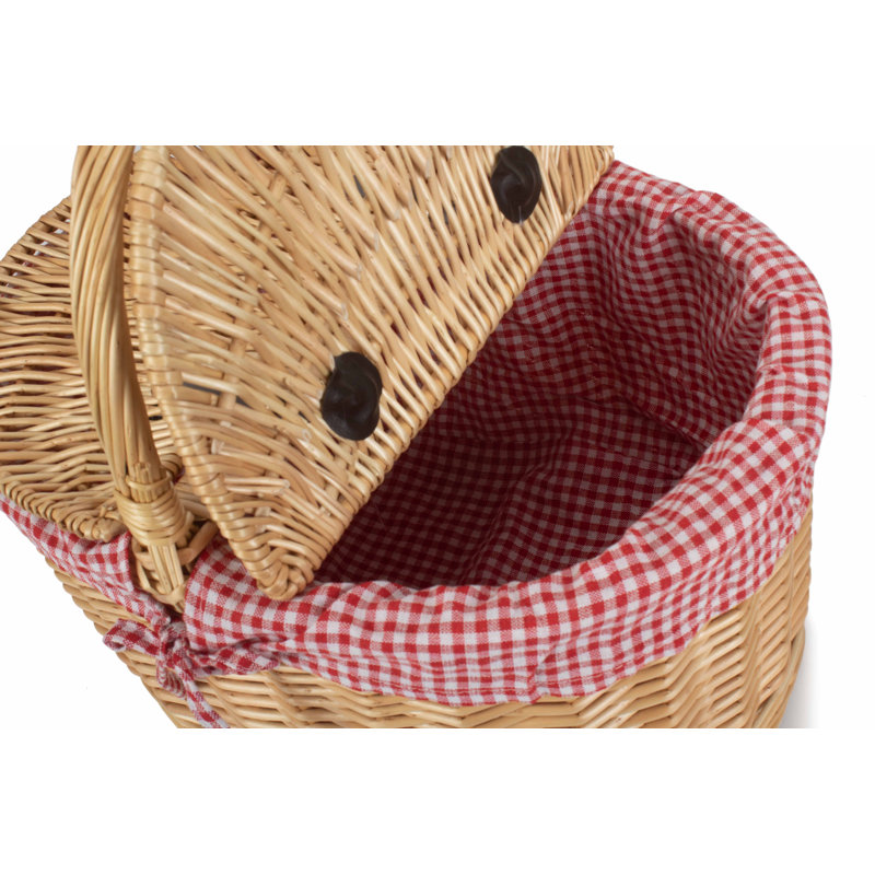 Wicker Lidded Picnic Hamper with Lining, Red