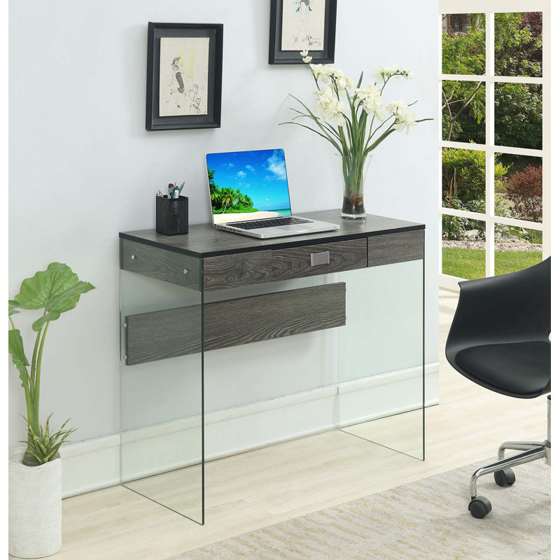 Bureau d'écriture avec 1 tiroir Allegonda, Gris patiné