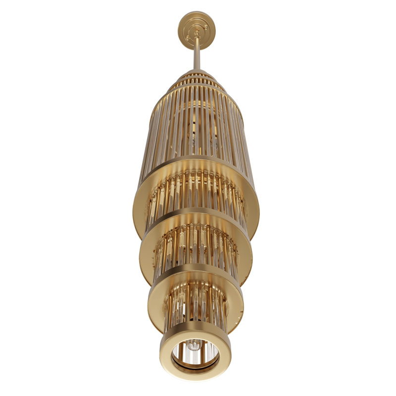 Waldorf Metal And Glass Rod Pendant, Brass, 13 Lights, 134" H x 8" W