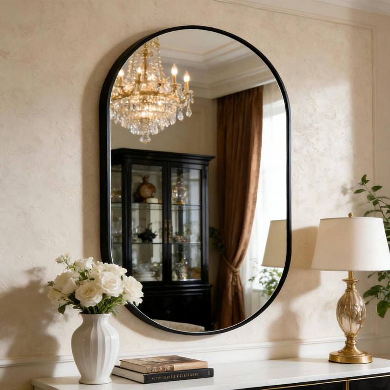 Miroir de salle de bain Onshuntay, 28 po x 20 po, Noir