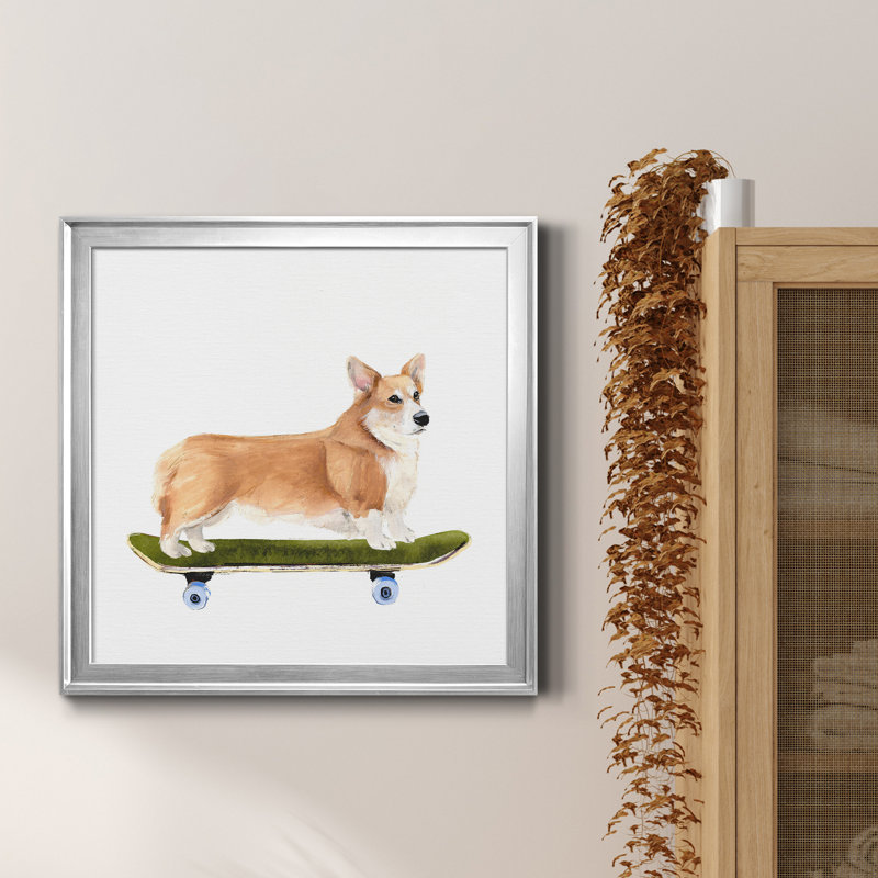 «Pups On Wheels III», reproduction sur toile encadrée, H 26,5 po x l 26,5 po x P 1,5 po, Cadre argenté
