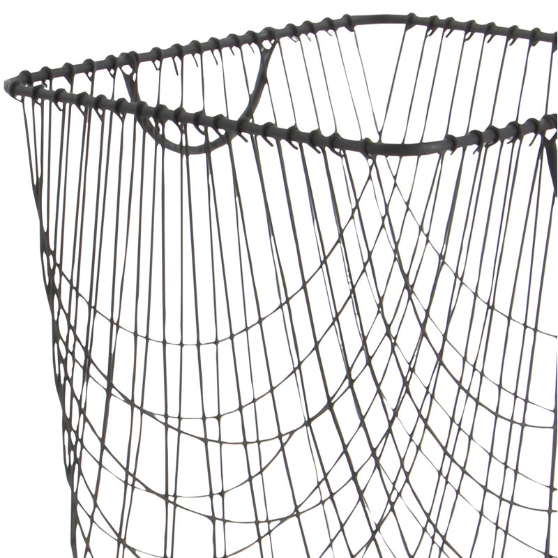 Metal Deep Set Metal Mesh Laundry Basket Storage Cart with Wheels and Handles, Small ( 24" H x 16" W x 16" D), Black
