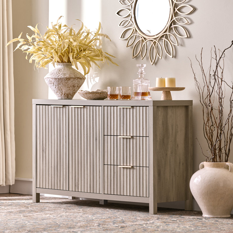 Buffet 47 po 3 tiroirs Nicolee, Chêne gris-beige