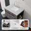Meuble-lavabo flottant avec lavabo, porte à fermeture douce, comptoir et dosseret en marbre de culture blanc de Carrare, contreplaqué