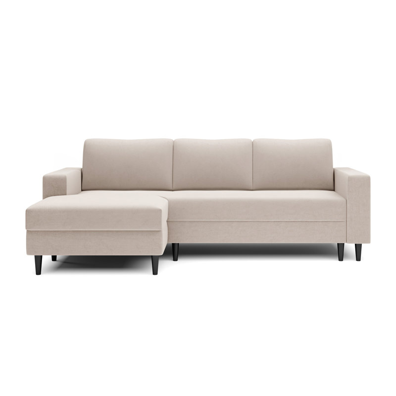 Ajten 3 Seater Velvet Sofa Bed, Left Hand Facing, Cream
