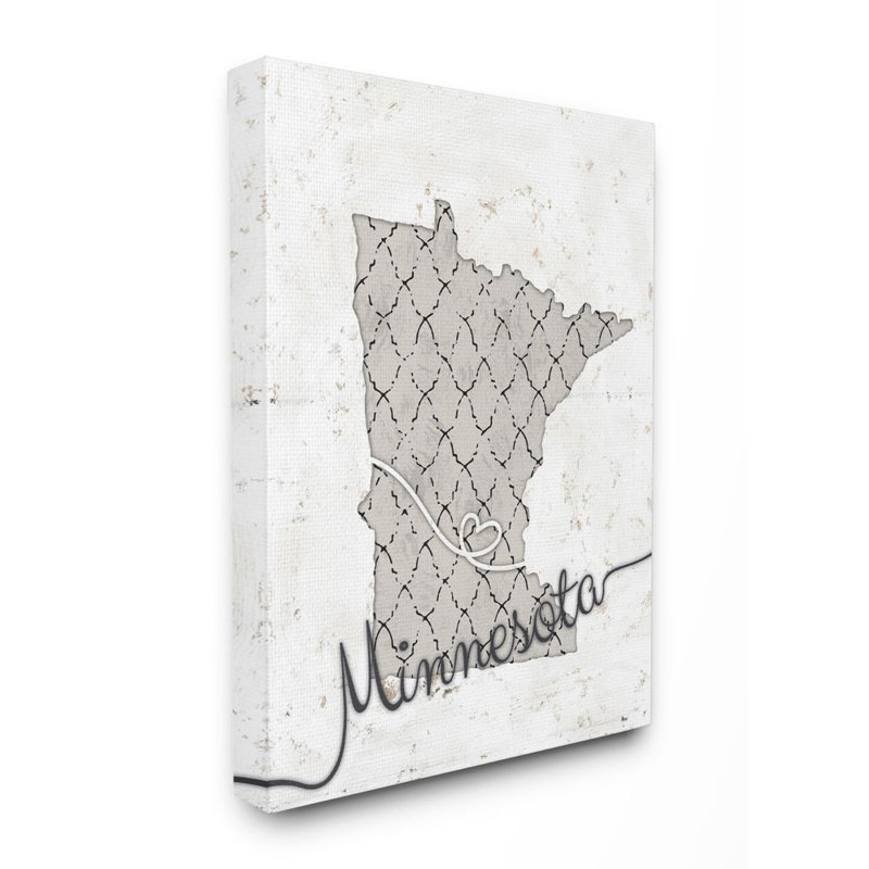 « minnesota patterned gray state », impression sur toile, Toile tendue, H 20 po x l 16 po x P 1,5 po