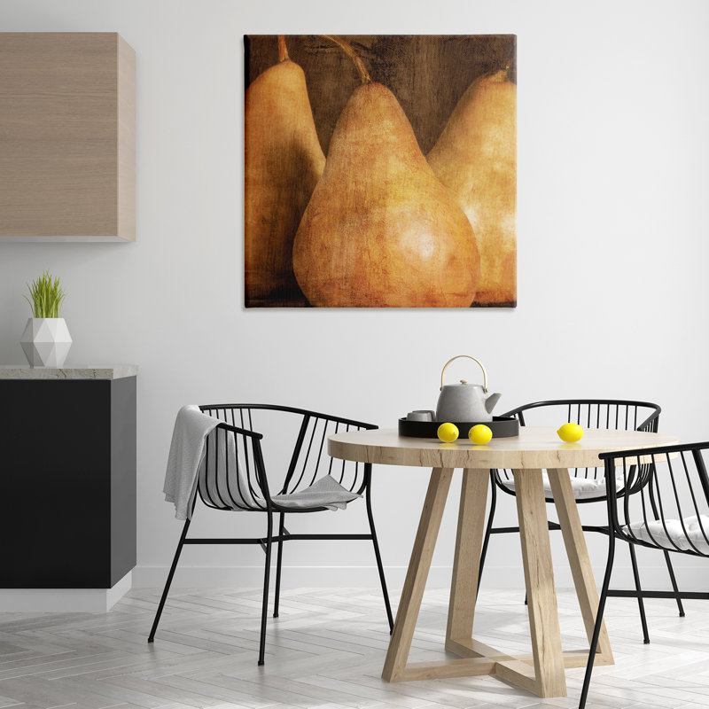 «Rustic Vintage Pears», art mural sur toile par Caroline Kelly, H 36 po x l 36 po