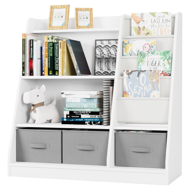 92cm H X 91.49cm W Particle Board / Chipboard Furniture Kids Book Display, White/Grey