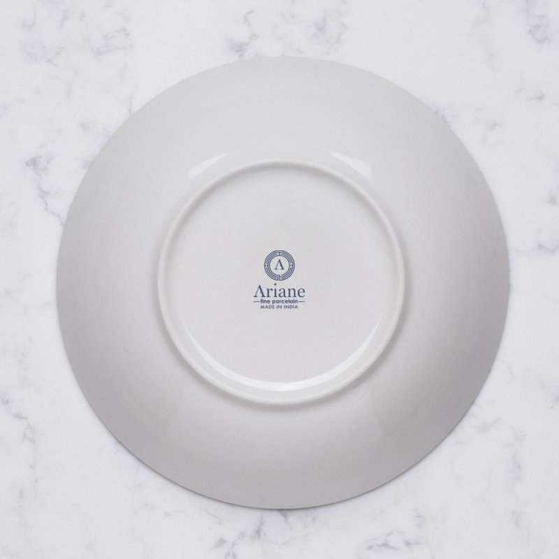 Assiette creuse en porcelaine Paros-Shell Aqua Premium Va au micro-ondes et au lave-vaisselle, 8.3x8.3x1.97"