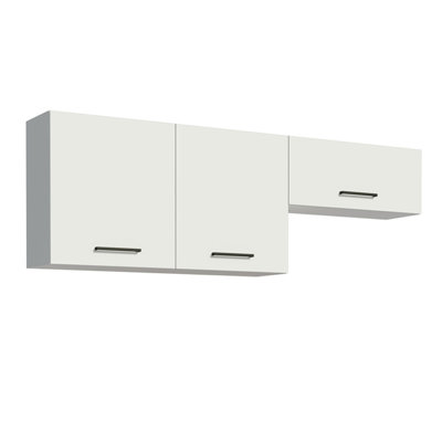 Latitude Run Heavy-Duty Garage and Utility Room Storage Set 47 Inch Wall Cabinet with 3 Doors Garage Workstation Wooden Organization Unit - White