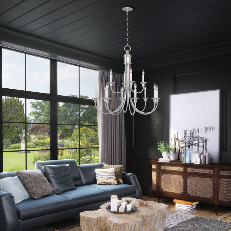 Eckard 12 - Light Dimmable Chandelier, Brushed Nickel