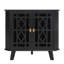 Armoire de rangement d'angle de 32 po de large avec 2 portes sculptées et tablette réglable - noir-342759852
