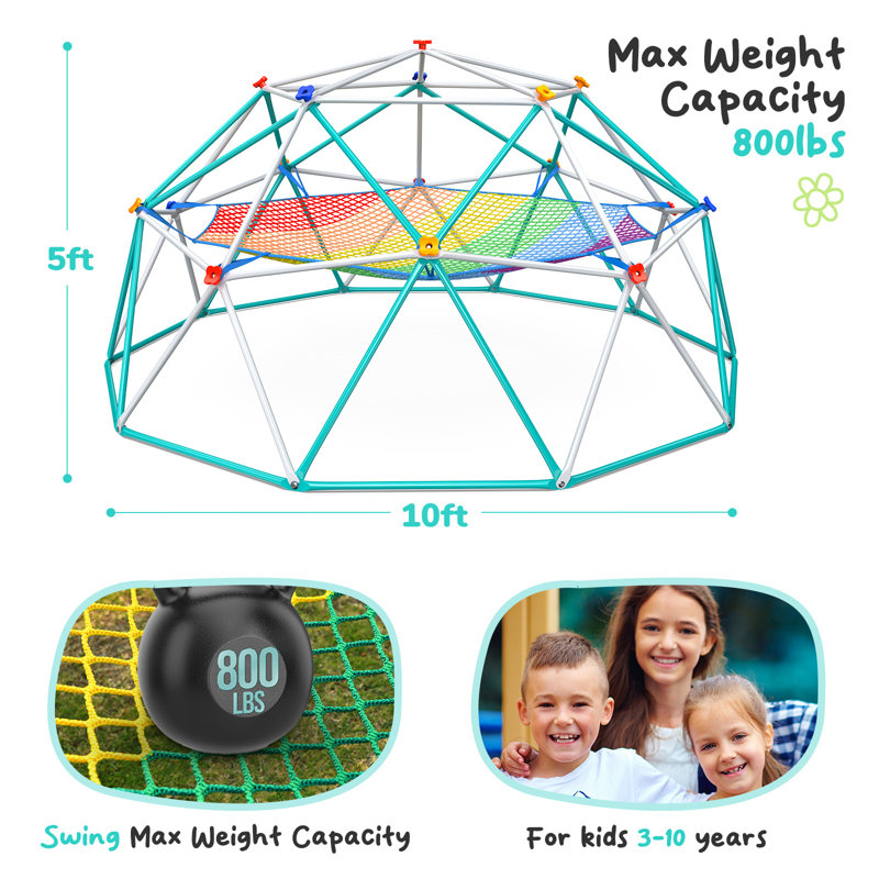 10FT Monkey Bar Dome Climber with Web Hammock