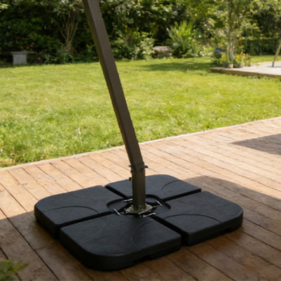 40 Inch Cantilever Umbrella Base Weight Set, HDPE, 4 Pieces, Umbrella Weight Set, Black, 220-Pound Sand Capacity