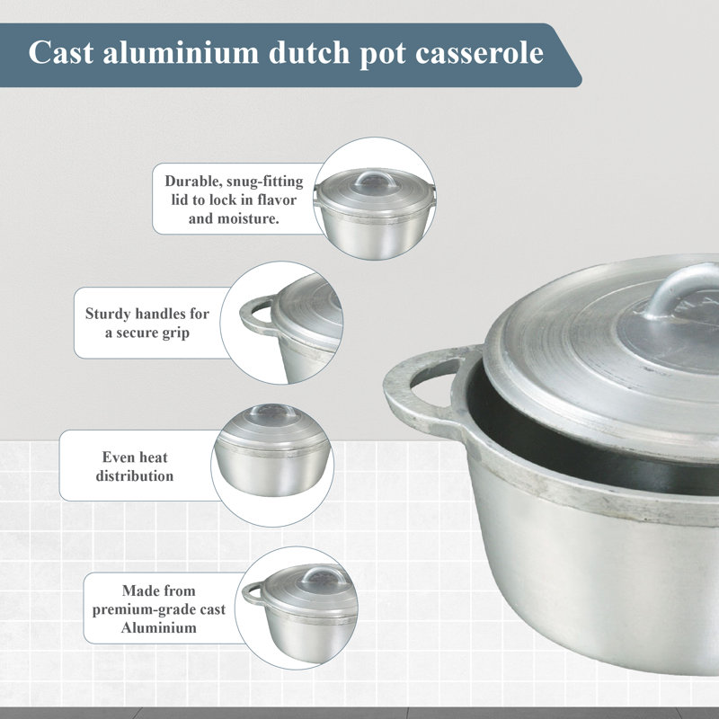 Buckingham Dutch Pot Aluminium Casserole with Lid, 2 litres