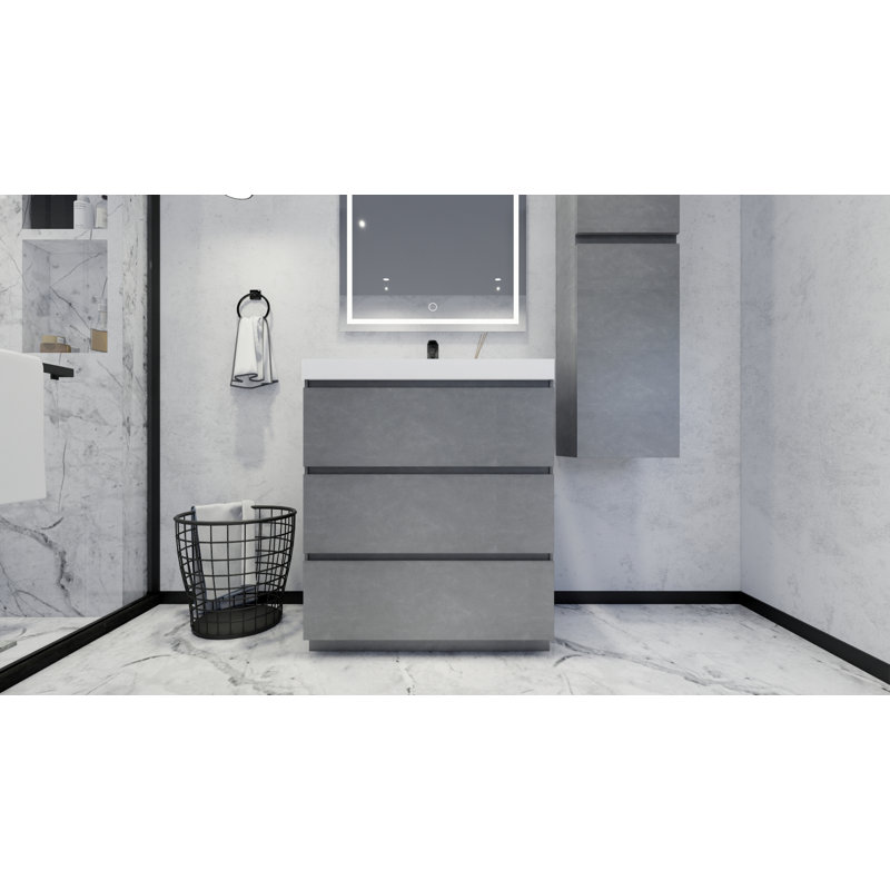 Ensemble de meuble-lavabo simple 29 po Ninel, Gris ciment