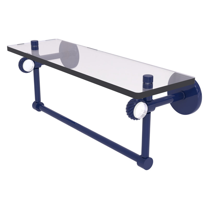 Tablette flottante avec barre à serviettes Clearview, Bleu méditerranéen, H 6,2 po x l 16 po x P 5,65 po