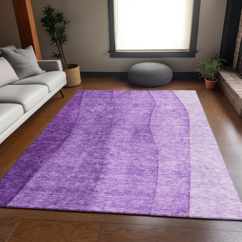 Premium Machine Washable Prisco Purple Rug, Rectangle 9' x 12'